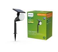 Philips Lighting: Foco Exterior Jivix, alimentación solar, 1.4W, 2700K, negro, resistente a intemperie IP44