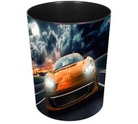 Philips Lighting Läufer 26668 - Papelera redonda de plástico resistente, 13 litros, perfecta para la habitación de los niños, diseño de coche de carreras