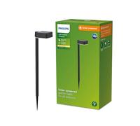Philips Lighting: Luz para Iluminación Camino Vynce, alimentación solar, formato cuadrado, 1.5W, 2700K,negro, resistente a intemperie IP44