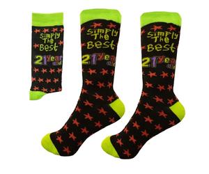 Philips Lighting SHATCHI - Calcetines de Regalo para 21 cumpleaños, diseño con Texto en inglés Simply The Best 21 Year Old Gift, Color Negro y Verde