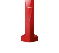 Philips (Línea V) - Teléfono Fijo Inalámbrico, LCD, 10h Uso, Manos Libres, Intercomunicador, Identificador Llamadas, Agenda 50 números, HQ,Sound, Despertador, Eco+ - Color Rojo (Compatible: ES, IT)