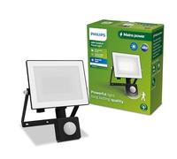 PHILIPS Lois Foco Reflector LED Exterior con Sensor Movimiento 1800lm Negro | 20W, 3000K, Ultraeficiente, Luz Blanca Diurna, Iluminación Potente, Revestimiento PowerShield, IP65, para Garajes y Porches