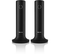 Philips M4502B/34 - Teléfono Fijo Inalámbrico, Pantralla 1,6'', Pantalla LCD, Retroiluminación, Altavoz Integrado, Manos Libres, HQ- Sound, Delgado y Compacto - Negro (Compatible: ES, IT, FR)