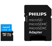 Philips micro sdxc card 64gb class 10, adaptador uhs-i u3, 4k