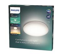 Philips Moire Plafón LED de Techo Redondo 32cm 17W 1700lm, Blanco | Tecnología de Óptica Entrelazada y EyeComfort, Luz Blanca Cálida Uniforme 2700K, Fácil de Instalar y Limpiar, 15000 horas