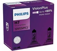 Philips VisionPlus Duopack H7 Halógeno Hasta 60% más Luz 55W 12V Bombillas Coche