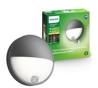 Philips myGarden Capricorn - Aplique con sensor de movimiento, iluminación exterior, 6 W, corriente alterna, LED, aluminio, diseño moderno, blanco cálido, color antracita