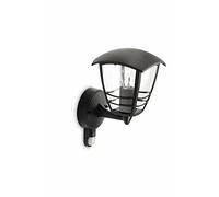 Philips myGarden Creek - Aplique de exterior con sensor de movimiento, empotrado, casquillo gordo E27, bombilla no incluida, 28.5 cm, color negro
