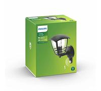 Philips myGarden Creek - Aplique de exterior con sensor de movimiento, empotrado, casquillo gordo E27, bombilla no incluida, 28.5 cm, color negro
