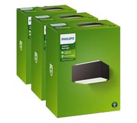 Philips myGarden Hedgehog Aplique exterior, resistente a la intemperie, en aluminio, color antracita, IP44, 18.2 x 16 x 9.1 cm (Paquete de 3)