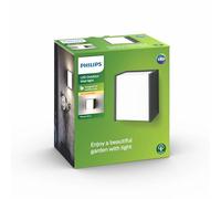 Philips myGarden Macaw - Aplique para exterior, LED, sin sensor de movimiento, luz blanca cálida, bombilla incluida de 3 W, protección IP44, color negro
