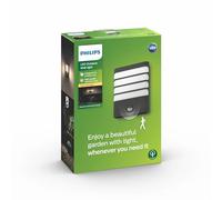 Philips myGarden Raccoon - Aplique, iluminación exterior con sensor de movimiento, LED, luz blanca cálida, IP44, color antracita