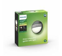 Philips myGarden Yarrow - Aplique de pared sin sensor, iluminación exterior, 1 x 6 W, resina, blanco cálido, color negro