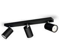 Philips myLiving Comtemporary Barra de 3 Focos LED de Techo, Negro | Sin Bombilla GU10, Cabezal Orientable, Luz Blnca Cálida, Montaje fácil ClickFix, Haz de LuzDefinido para Iuminación de Acento