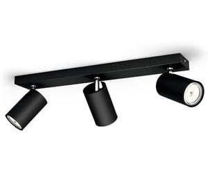 Philips myLiving Comtemporary Barra de 3 Focos LED de Techo, Negro | Sin Bombilla GU10, Cabezal Orientable, Luz Blnca Cálida, Montaje fácil ClickFix, Haz de LuzDefinido para Iuminación de Acento