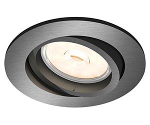 Philips MyLiving Donegal GU10 - Foco Empotrable, Orientable, Luz Blanca Cálida, Iluminación Interior, Color Gris