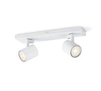 Philips myLiving Runner - Foco doble de interior LED, blanco, en metal, casquillo GU10, bombillas incluidas, luz blanca cálida