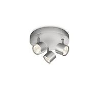 Philips myLiving Star - Barra de focos, LED, 3 luces, aluminio, luz blanca cálida, 3 W, color gris