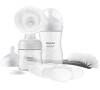 Philips Avent Set de regalo de extractor de leche manual: extractor de leche individual, biberones de 260 ml y 125 ml, sin BPA, 4 discos absorbentes desechables (modelo SCD430/60)