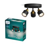 Philips Niall - Foco LED decorativo Ajustableredondo (3 luces), bombilla GU10 no incluida, Latón, IP20
