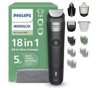 Philips Norelco Multigroom 5000 Series, recortadora de barba y cortapelos todo en uno, kit de aseo para hombre, 18 piezas, para barba, cara, nariz, oreja, cuerpo, con cuchillas de titanio, bolsa de
