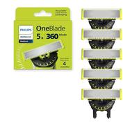 Philips Norelco OneBlade 360 cuchillas, cuchillas de repuesto originales para afeitadora y recortadora eléctrica OneBlade, acero inoxidable duradero, paquete de 5, QP450/80
