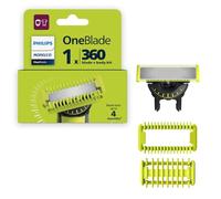 Philips Norelco OneBlade - Hoja 360, hoja de repuesto original, kit de cara/cuerpo, para afeitadora y recortadora eléctrica OneBlade, acero inoxidable duradero, recorte, borde y afeitado, QP614/80