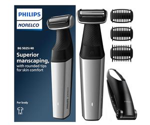 Philips Norelco Philips Bodygroom Series 5000, cortacésped impermeable para la ingle y el cuerpo, afeitado de cerca y cómodo, depilación de cuerpo completo, incluye la espalda, batería de 60 min