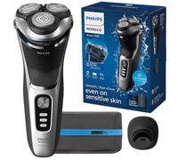 Philips Norelco Shaver 3900 Series, afeitadora eléctrica en húmedo/seco, tapa P, bolsa de viaje, soporte de carga, azul tormenta, modelo S3341/92