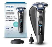 Philips Norelco Shaver 7300, afeitadora eléctrica recargable en seco y húmedo con tecnología SenseIQ, recortadora emergente, soporte de carga, recortadora de nariz de clic y funda de viaje, S7887/92