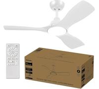 Philips Olas Ventilador de Techo con Luz LED, 3 aspas fijas 42" (diametro 106cm), 28 W, motor DC silencioso, 3 temperaturas de luz, mando a distancia incluido, certificación EU IEC 60598