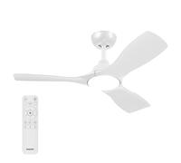 Philips Olas Ventilador de Techo con Luz LED, 3 aspas Fijas, Diámetro 107 cm, 2650 Lúmenes, Luz Blanca Ajustable de 3000 K a 6500 K, Regulable al 5%, Mando a Distancia Incluido, Blanco