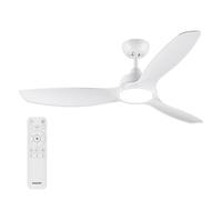 Philips Olas Ventilador de Techo con Luz LED, 3 aspas Fijas, Diámetro 132 cm, 2650 Lúmenes, Luz Blanca Ajustable de 3000 K a 6500 K, Regulable al 5%, Mando a Distancia Incluido, Blanco