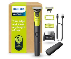 Philips OneBlade 360 Auténtico Barbero, Afeitadora y recortadora eléctrica facial y corporal Conectado, cuchilla 360, cuchilla original, peine ajustable 5en1, kit corporal, estuche de viaje, QP4631/65