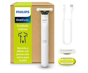 Philips OneBlade Intimate, Cuidado Íntimo, Recorta y Afeita con Protección Extra para la Piel, Depilación apurada y cómoda - sin rasurar completamente al ras, Modelo QP1924/30