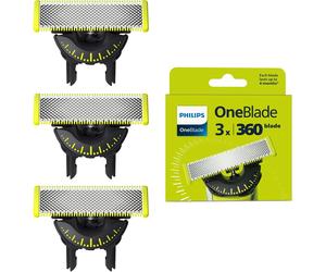 Philips OneBlade Original 360 3x Cuchillas | Compatibles con todos los Mangos OneBlade y OneBlade Pro | 3 Unidades Recambios Repuesto Reemplazo (QP430/50)