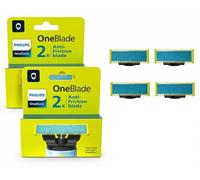 Philips OneBlade QP225/5 Cuchillas de repuesto, 4 cuchillas (2 x 2), compatibles con afeitadora eléctrica para hombres, cara y cuerpo, tecnología antiirritación, hasta 16 meses