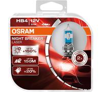 OSRAM NIGHT BREAKER LASER HB4, +150% más de luz, lámpara halógena para faros, 9006NL-HCB, coche de 12 V, caja dúo (2 lámparas)