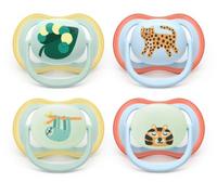 Philips Avent chupetes ultra air para día y noche: diseño anatómico, para bebés de 0 a 6 meses, modelo que brilla en la oscuridad, tetina simétrica de silicona suave, sin BPA, paquete de 4, SCF087/22