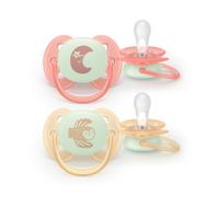 Philips Avent Ultra Soft Nighttime Chupete 0-6m Rosa/Beige 2 unidades