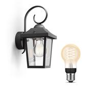 Philips Pack: Aplique Philips Buzzard (negro) + bombilla Hue Filamento E27 luz cálida