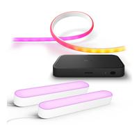 Philips Pack: Hue HDMI Sync box 8K + Hue Play Barras Luces x2 (blancas) + Hue Gradient Tira Led 2M