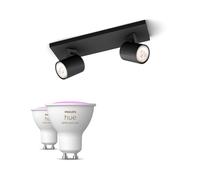 Philips Pack: x2 Focos Philips Runner (negro) + 2 bombillas Hue GU10 RGB