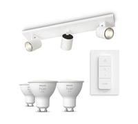 Philips Pack: x3 Focos Philips Runner (blanco) + 3 bombillas Hue GU10 luz blanca cálida + mando