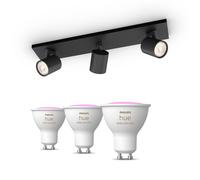 Philips Pack: x3 Focos Philips Runner (negro) + 2 bombillas Hue GU10 RGB