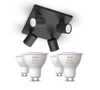 Philips Pack: x4 Focos Philips Runner (negro) + 4 bombillas Hue GU10 RGB