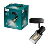 Philips Palms - Foco LED decorativo (1 luz), bombilla E14 no incluida, Negro, IP20