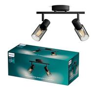 Philips Palms - Foco LED decorativo (2 luces), bombilla E14 no incluida, Negro, IP20