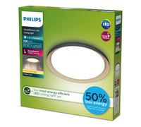 Philips Fleta - Plafond Techo LED UltraEficiente, SceneSwitch (blancos regulables), negro, 10W, 1850Lm, 2700K, IP20