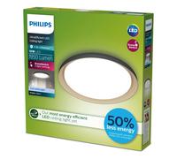 Philips Fleta - Plafond Techo LED UltraEficiente, SceneSwitch (blancos regulables), negro, 10W, 1950Lm, 4000K, IP20